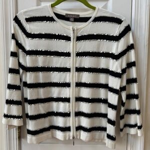 Black & white with silver sequins sweater